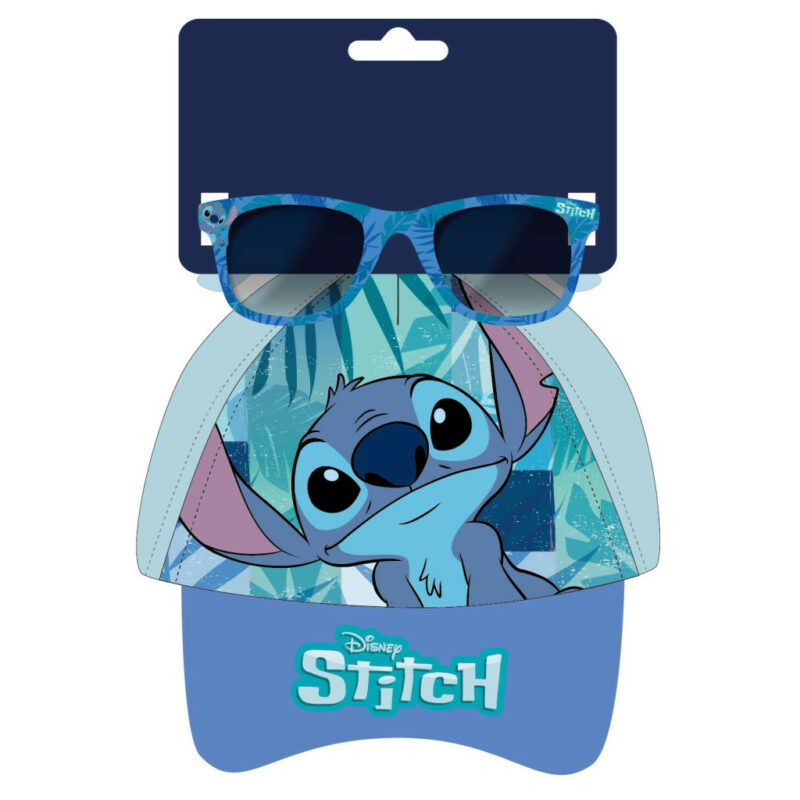 Disney Lilo and Stitch Blue Leaf Παιδικό Σετ με Γυαλιά Ηλίου και Καπέλο Τζόκεϊ 53 cm 5893029