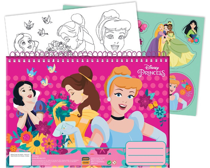 Disney Princess Spring A4 Σπιράλ Μπλοκ Ζωγραφικής 40 Φύλλα με Αυτοκόλλητα 5882714