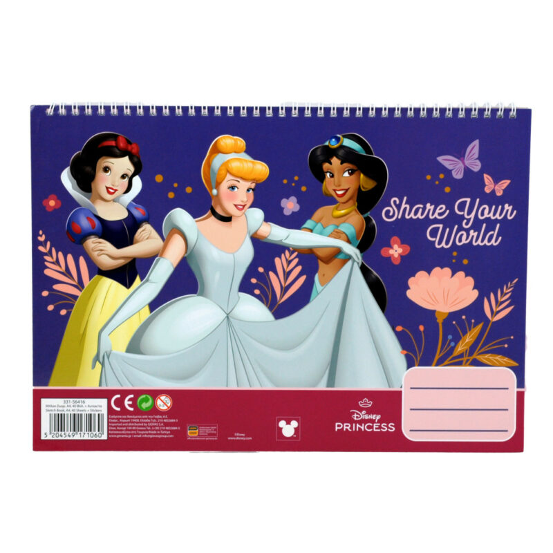 Disney Princess Your World A4 Σπιράλ Μπλοκ Ζωγραφικής 40 Φύλλα με Αυτοκόλλητα 5885780