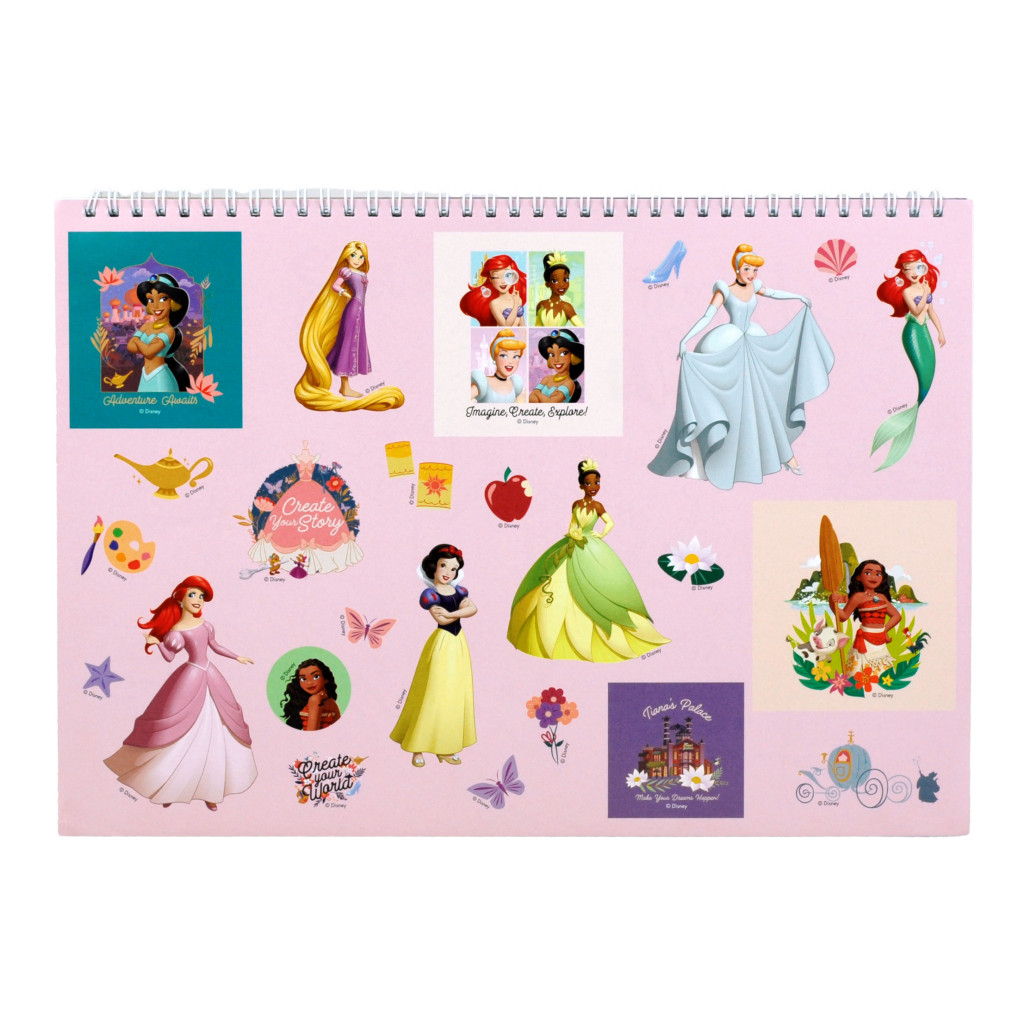 Disney Princess Your World A4 Σπιράλ Μπλοκ Ζωγραφικής 40 Φύλλα με Αυτοκόλλητα