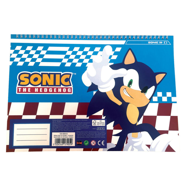 Sonic the Hedgehog Speedy A4 Σπιράλ Μπλοκ Ζωγραφικής 40 Φύλλα με Αυτοκόλλητα 5901461