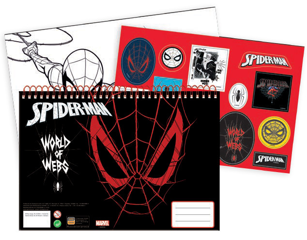 Spiderman World of Webs A4 Σπιράλ Μπλοκ Ζωγραφικής 40 Φύλλα με Αυτοκόλλητα 5885826