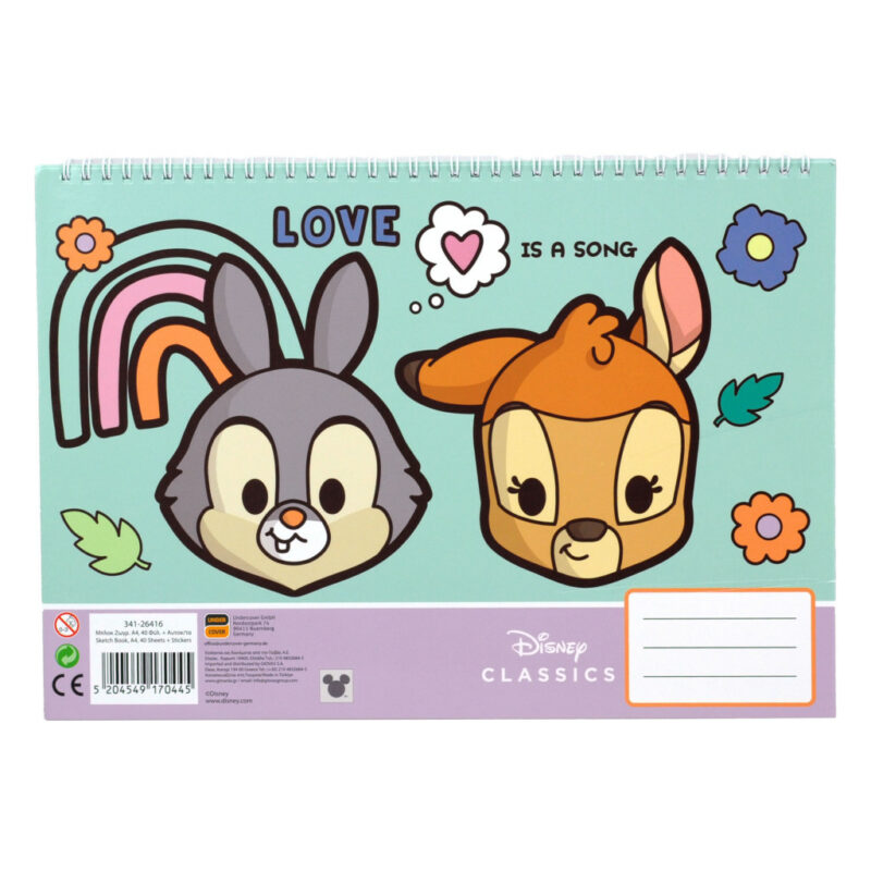 Disney Animals Love A4 Σπιράλ Μπλοκ Ζωγραφικής 40 Φύλλα με Αυτοκόλλητα 5885773