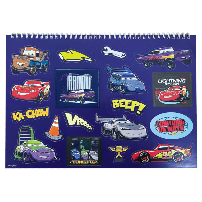 Disney Cars Roaring A4 Σπιράλ Μπλοκ Ζωγραφικής 40 Φύλλα με Αυτοκόλλητα 5901366