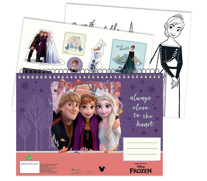 Disney Frozen Heart A4 Σπιράλ Μπλοκ Ζωγραφικής 40 Σελίδες με Αυτοκόλλητα 5885786