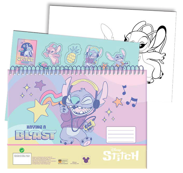 Disney Lilo και Stitch Blast A4 Σπιράλ Μπλοκ Ζωγραφικής 40 Σελίδες με Αυτοκόλλητα 5898511