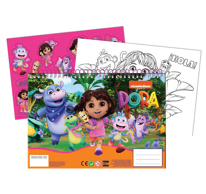 Dora the Explorer Jungle A4 Σπιράλ Μπλοκ Ζωγραφικής 40 Σελίδες με Αυτοκόλλητα 5885812