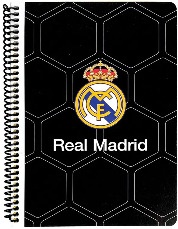 Real Madrid Black Σπιράλ Τετράδιο Ριγέ B/5 70 Φύλλα 5905137