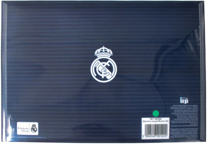 Real Madrid Blue Διαφανής Φάκελος Εγγράφων με Κουμπί A/4 5903912