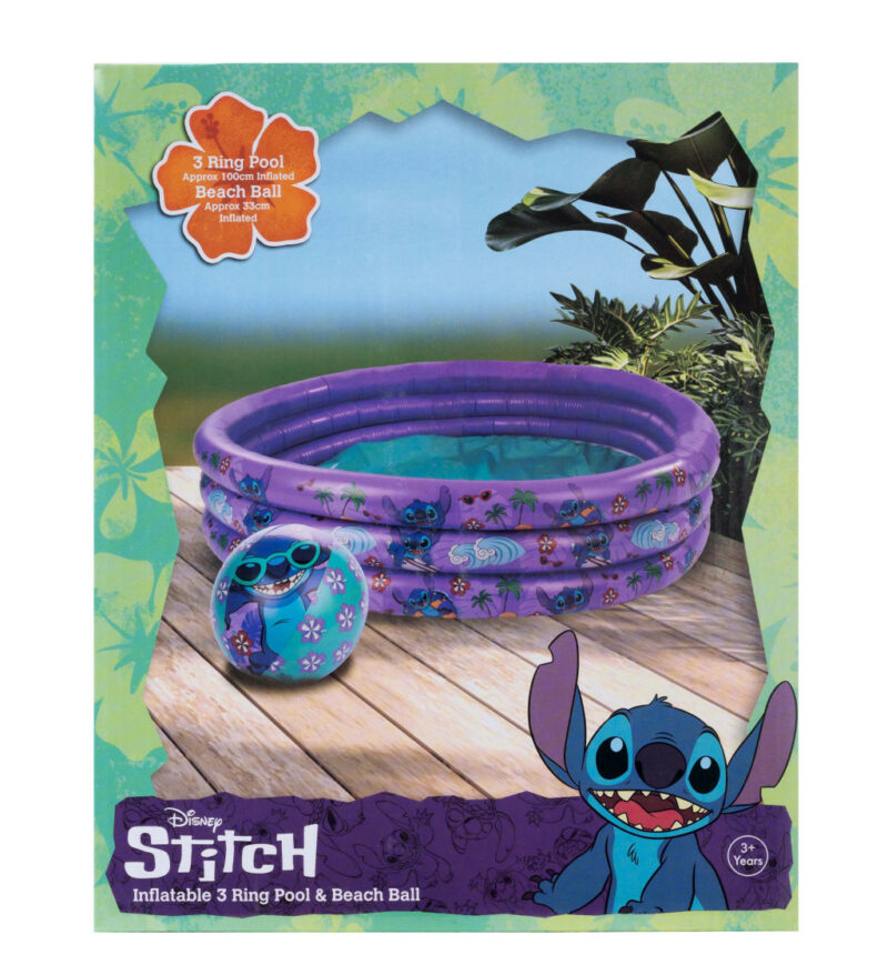 Disney Lilo & Stitch Hawaiian Παιδική Φουσκωτή Πισίνα 3 Δακτυλίων & Σετ με Μπάλα Παραλίας 5898963