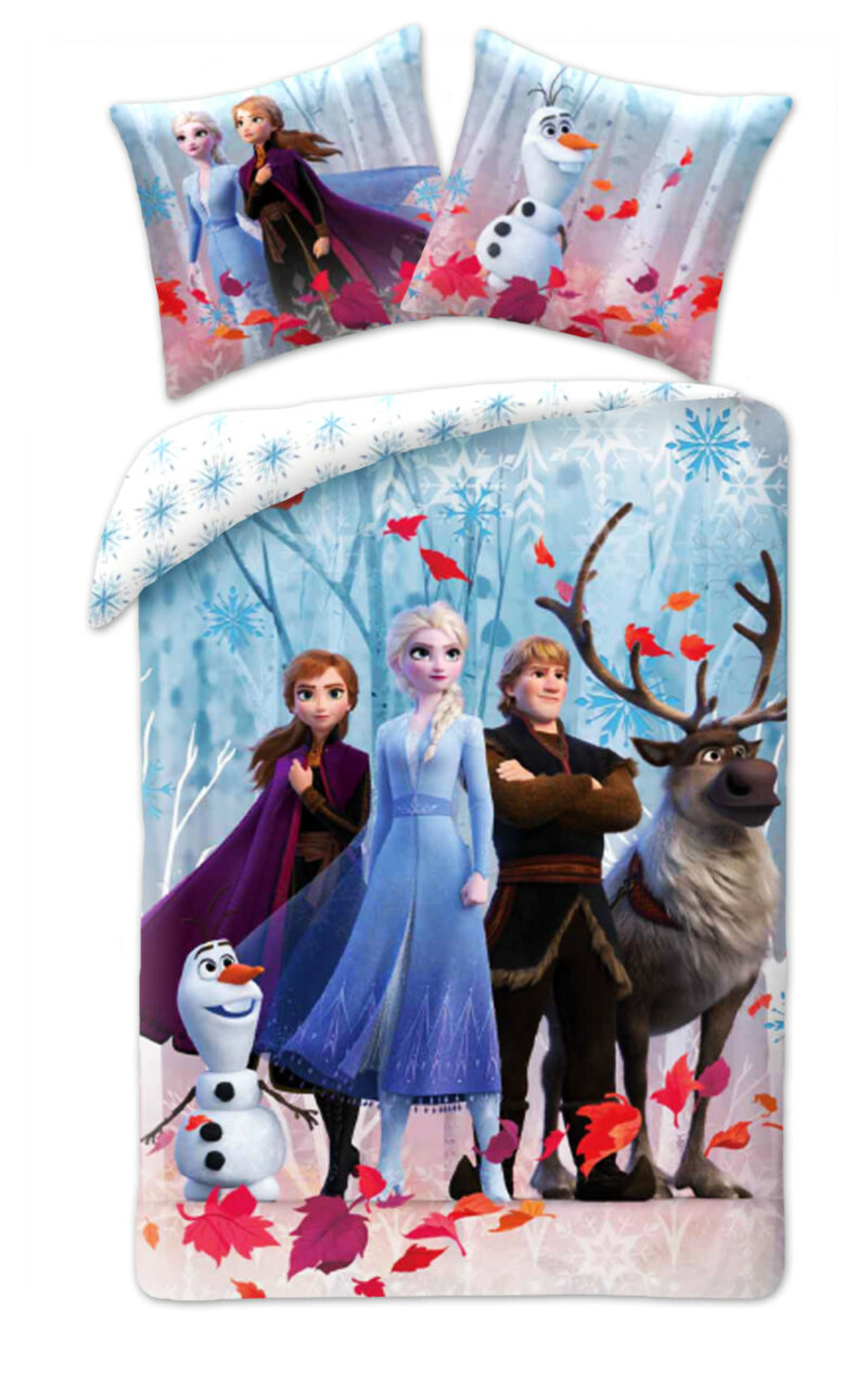 Disney Frozen Leaf Σετ Μονή Παπλωματοθήκη Βαμβακερή 2 Τεμαχίων 140×200 και 70×90 cm 5873839