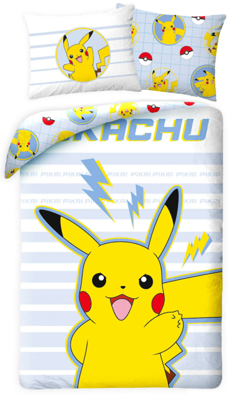 Pokémon Thunderbolt Σετ Μονή Παπλωματοθήκη Βαμβακερή 2 Τεμαχίων 140×200 και 70×90 cm 5879431