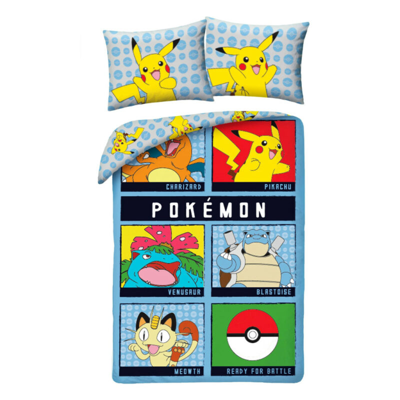 Pokémon Ready for Battle Σετ Μονή Παπλωματοθήκη Βαμβακερή 2 Τεμαχίων 140×200 και 70×90 cm 5879423