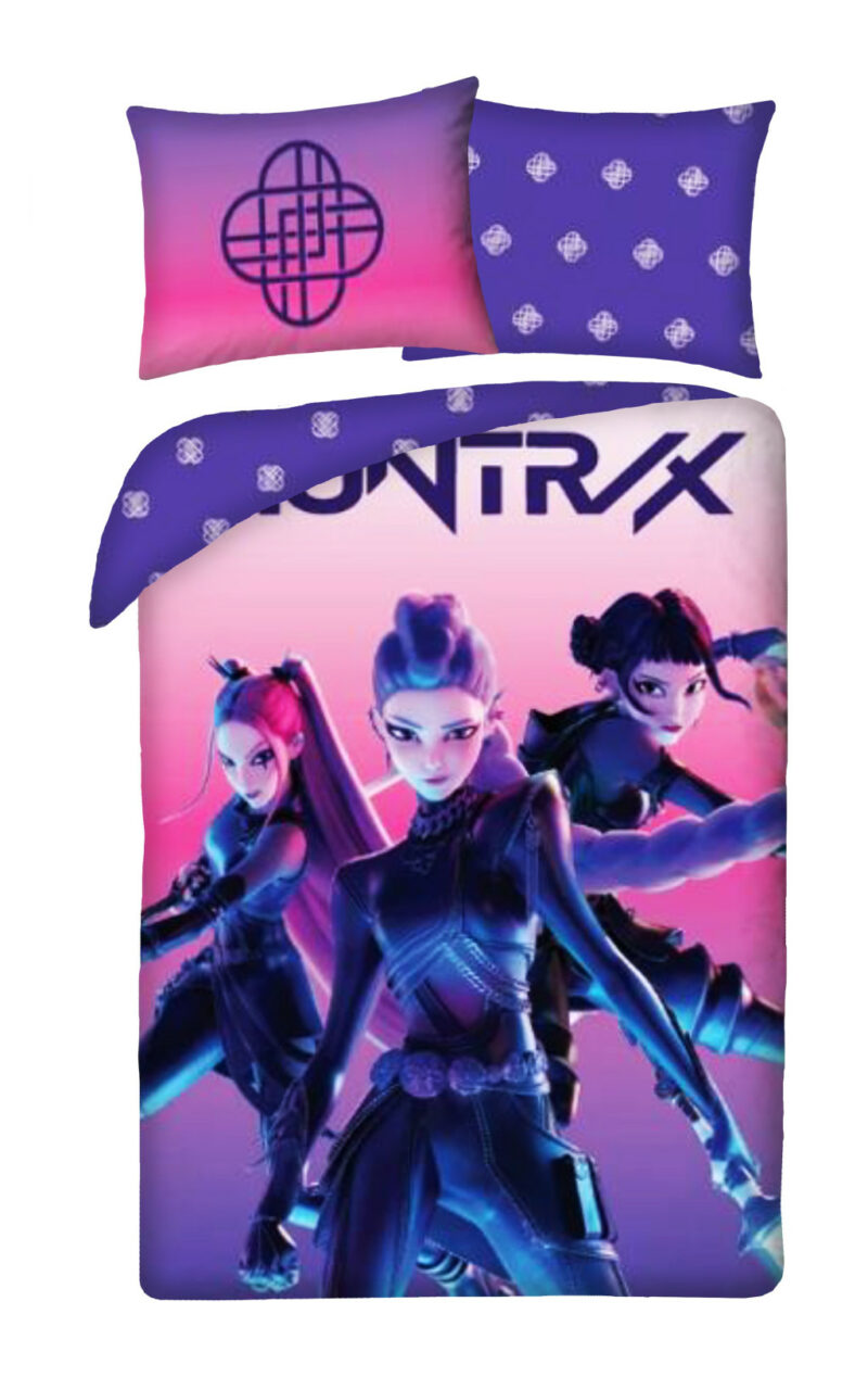 K-pop Demon Hunters Warriors Σετ Μονή Παπλωματοθήκη Βαμβακερή 2 Τεμαχίων 140×200 και 70×90 cm 5905174