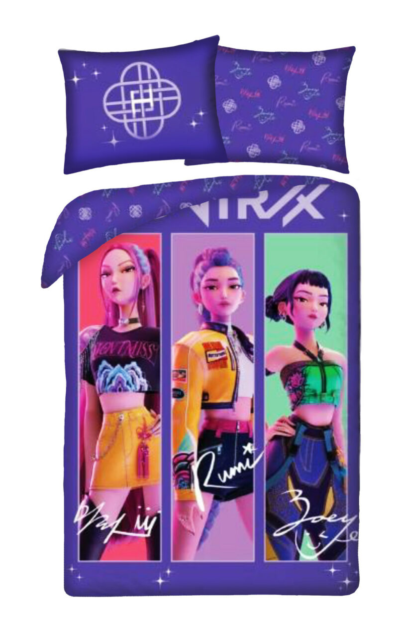 K-pop Demon Hunters Stage Queens Σετ Μονή Παπλωματοθήκη Βαμβακερή 2 Τεμαχίων 140×200 και 70×90 cm 5905168