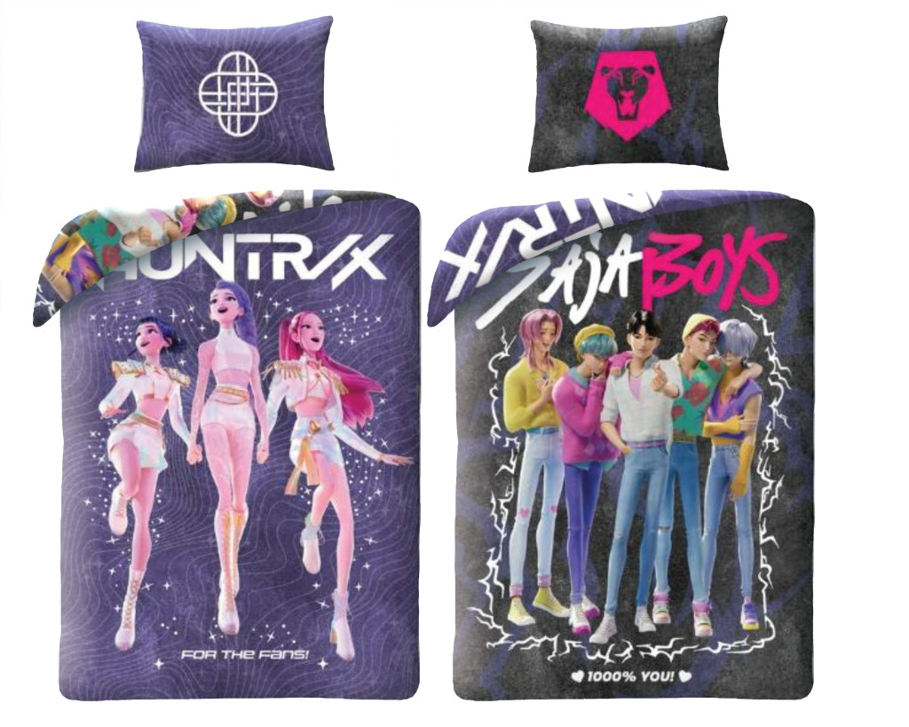 K-pop Demon Hunters For the Fans Διπλής Όψης Σετ Μονή Παπλωματοθήκη Polycotton 2 Τεμαχίων 140×200 και 70×90 cm