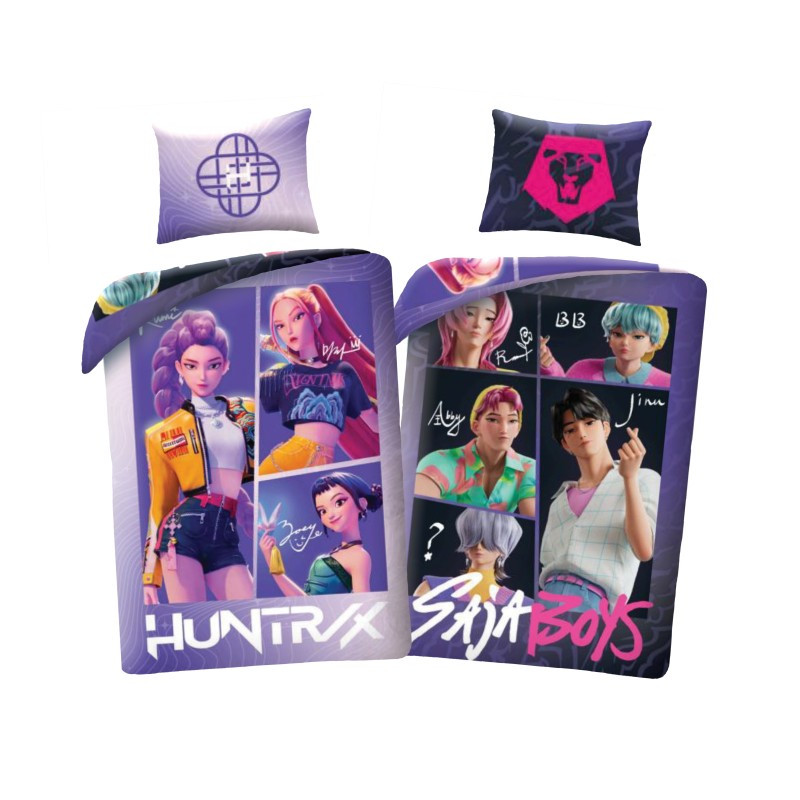 K-pop Demon Hunters Saja Boys Διπλής Όψης Σετ Μονή Παπλωματοθήκη Polycotton 2 Τεμαχίων 140×200 και 70×90 cm 5901512
