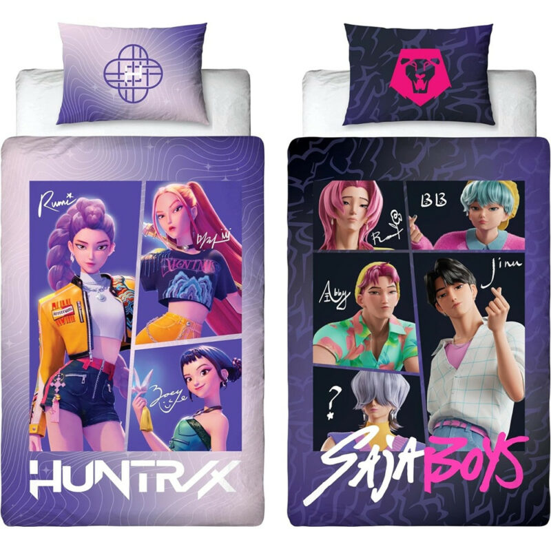 K-pop Demon Hunters Saja Boys Διπλής Όψης Σετ Μονή Παπλωματοθήκη Polycotton 2 Τεμαχίων 140×200 και 70×90 cm 5901513