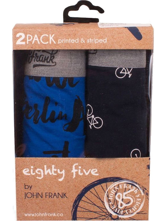 JOHN FRANK Boxer Uomo 3 Pezzi - Grigio, 95% Cotone, 5% Elastan, Vestibilità Comoda