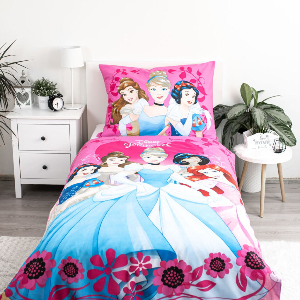 Disney Princess Heart Σετ Μονή Παπλωματοθήκη Βαμβακερή 2 Τεμαχίων 140×200 και 70×90 cm