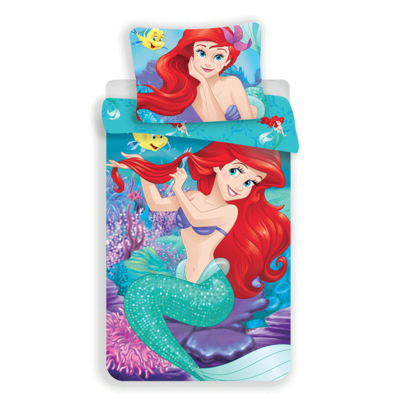Disney Princess Ariel Σετ Μονή Παπλωματοθήκη Βαμβακερή 2 Τεμαχίων 140×200 και 70×90 cm 5873835