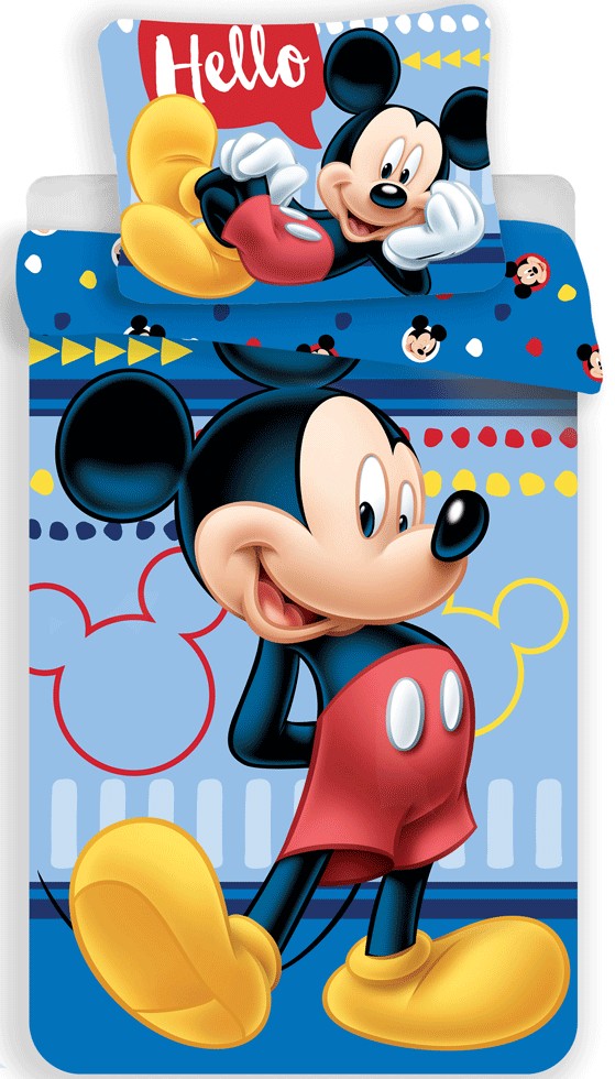 Disney Mickey Hello Διπλής Όψης Σετ Μονή Παπλωματοθήκη Βαμβακερή 2 Τεμαχίων 140×200 και 70×90 cm 5894825