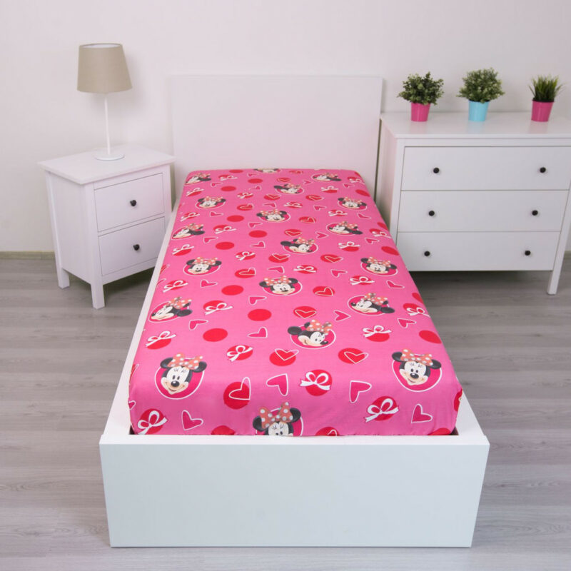 Disney Minnie Hearts παιδικό σεντόνι μονό με λάστιχο 90×200 cm 5879557