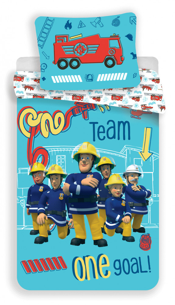 Fireman Sam Team Διπλής Όψης Σετ Μονή Παπλωματοθήκη Βαμβακερή 2 Τεμαχίων 140×200 και 70×90 cm 5879441