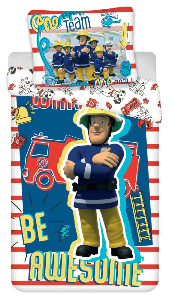 Fireman Sam Awesome Wake Up Σετ Μονή Παπλωματοθήκη Βαμβακερή 2 Τεμαχίων 140×200 και 70×90 cm 5879437