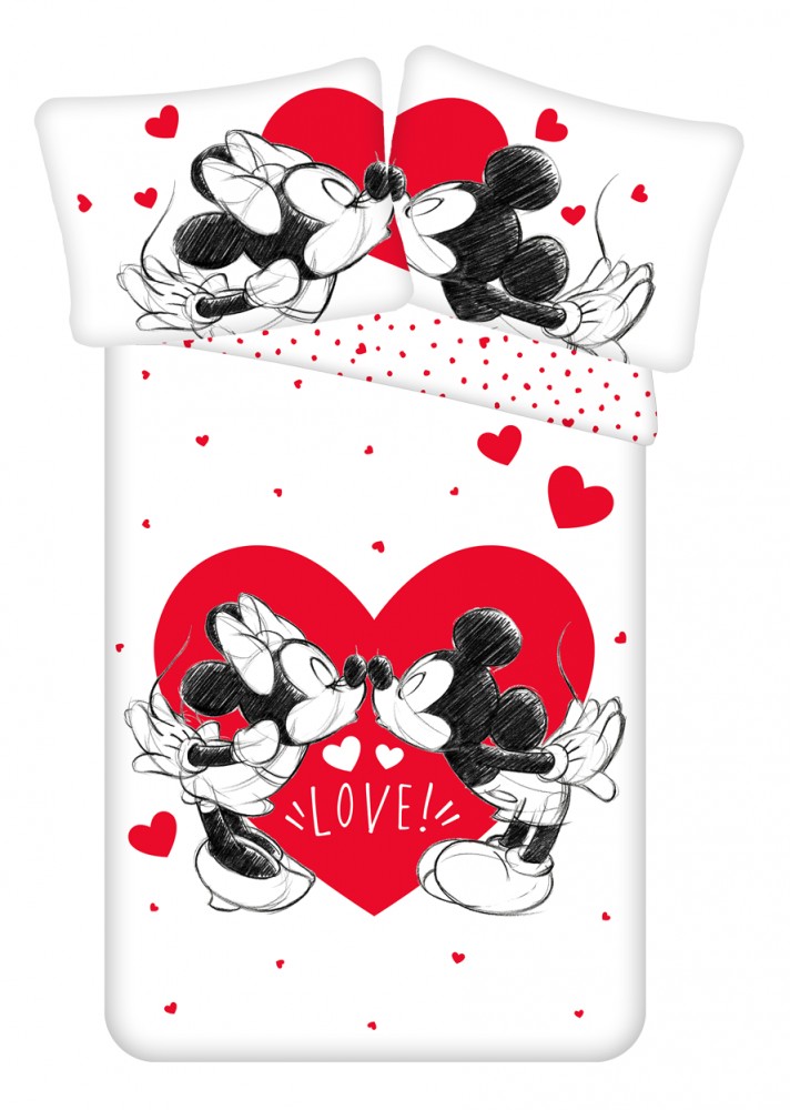 Disney Mickey Minnie Love Σετ Μονή Παπλωματοθήκη Βαμβακερή 2 Τεμαχίων 140×200 και 70×90 cm 5899179
