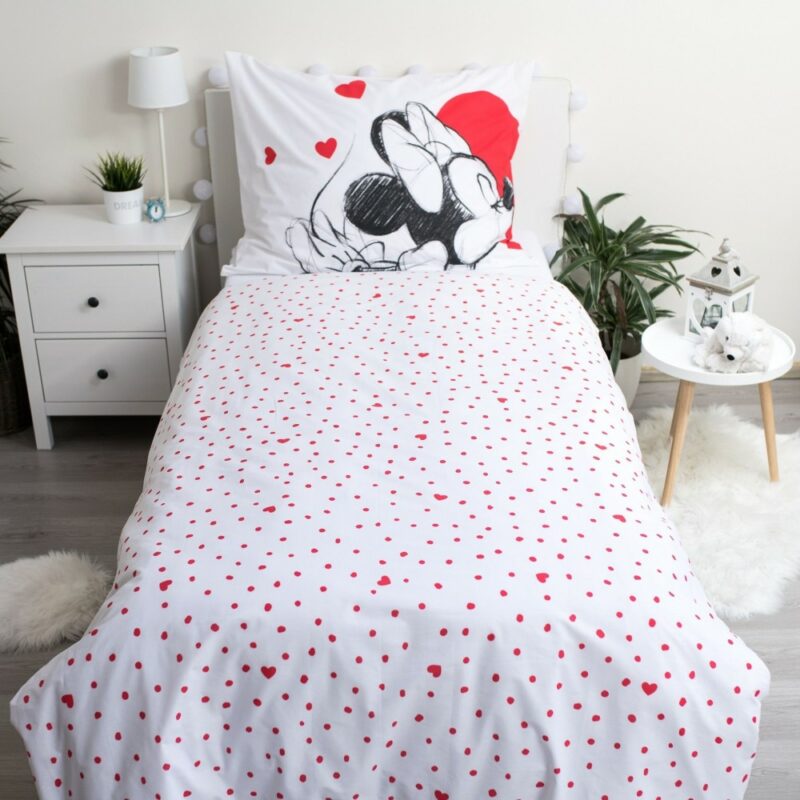 Disney Mickey Minnie Love Σετ Μονή Παπλωματοθήκη Βαμβακερή 2 Τεμαχίων 140×200 και 70×90 cm 5899182