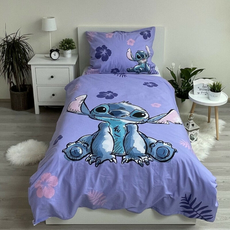 Disney Lilo and Stitch Blooming Σετ Μονή Παπλωματοθήκη Βαμβακερή 2 Τεμαχίων 140×200 και 70×90 cm 5899145