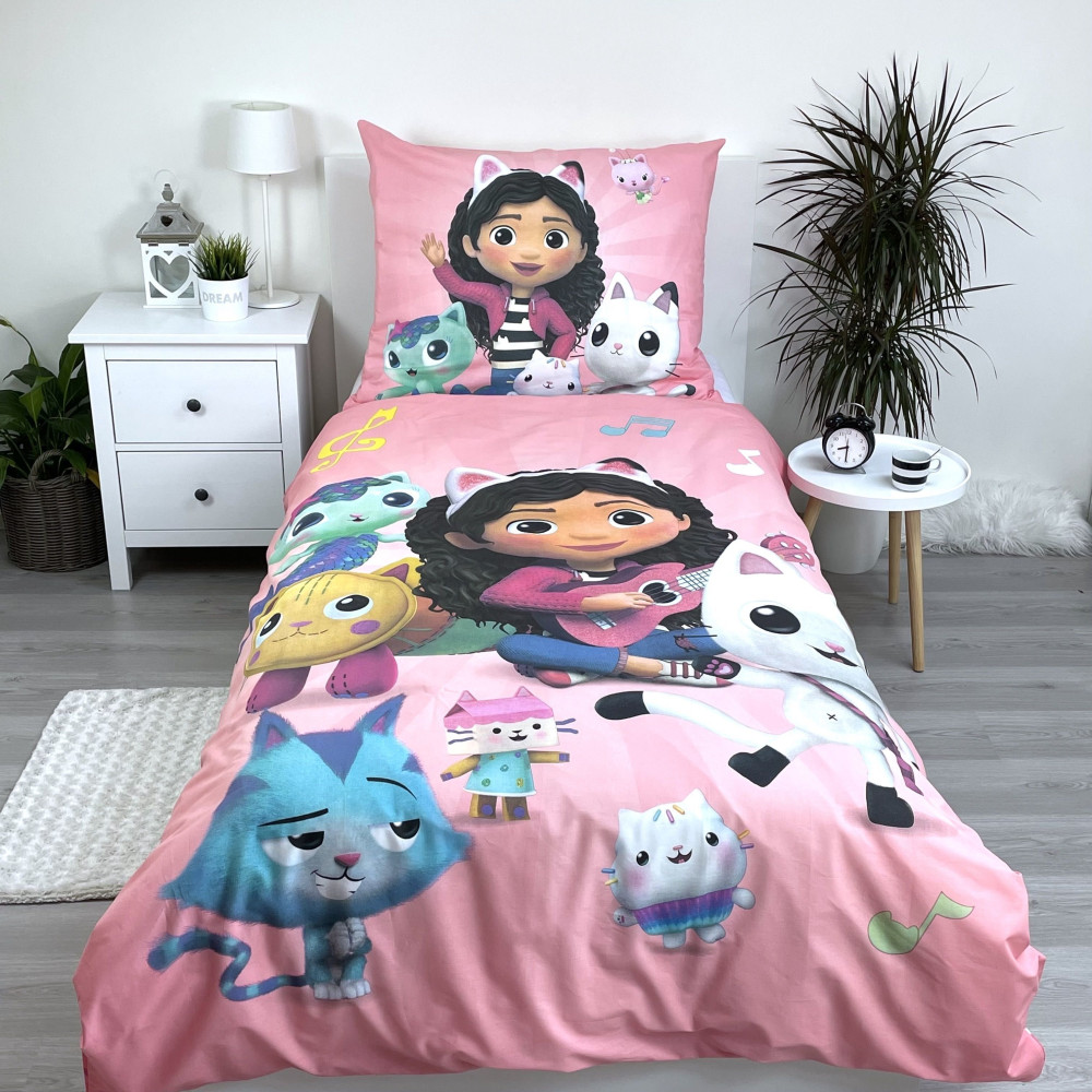 Gabby's Dollhouse Peaceful Σετ Μονή Παπλωματοθήκη Βαμβακερή 2 Τεμαχίων 140×200 και 70×90 cm