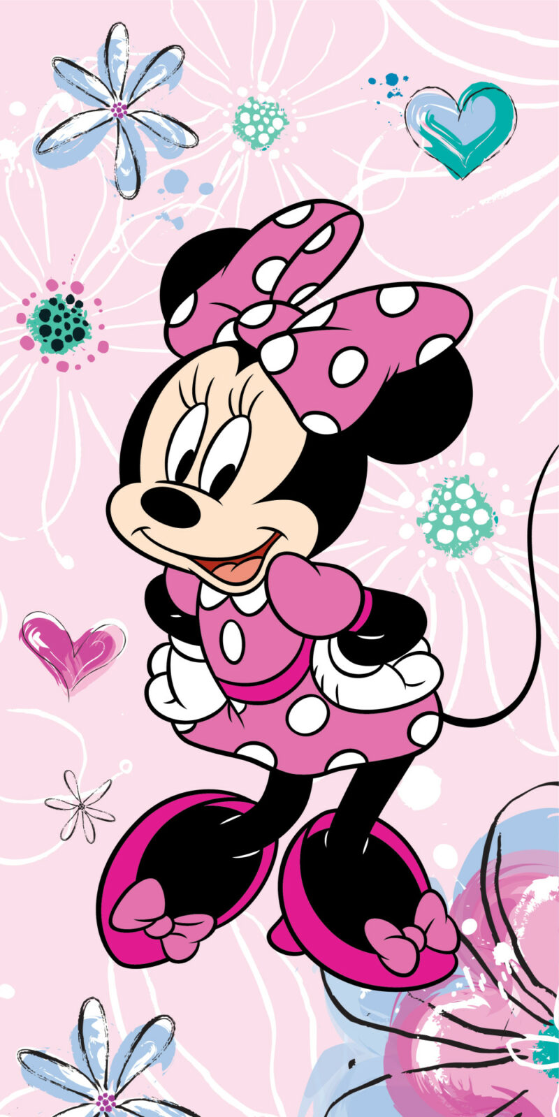 Disney Minnie Pink Floral Πετσέτα Μπάνιου & Θαλάσσης 100% Βαμβάκι 70×140 cm 5898236