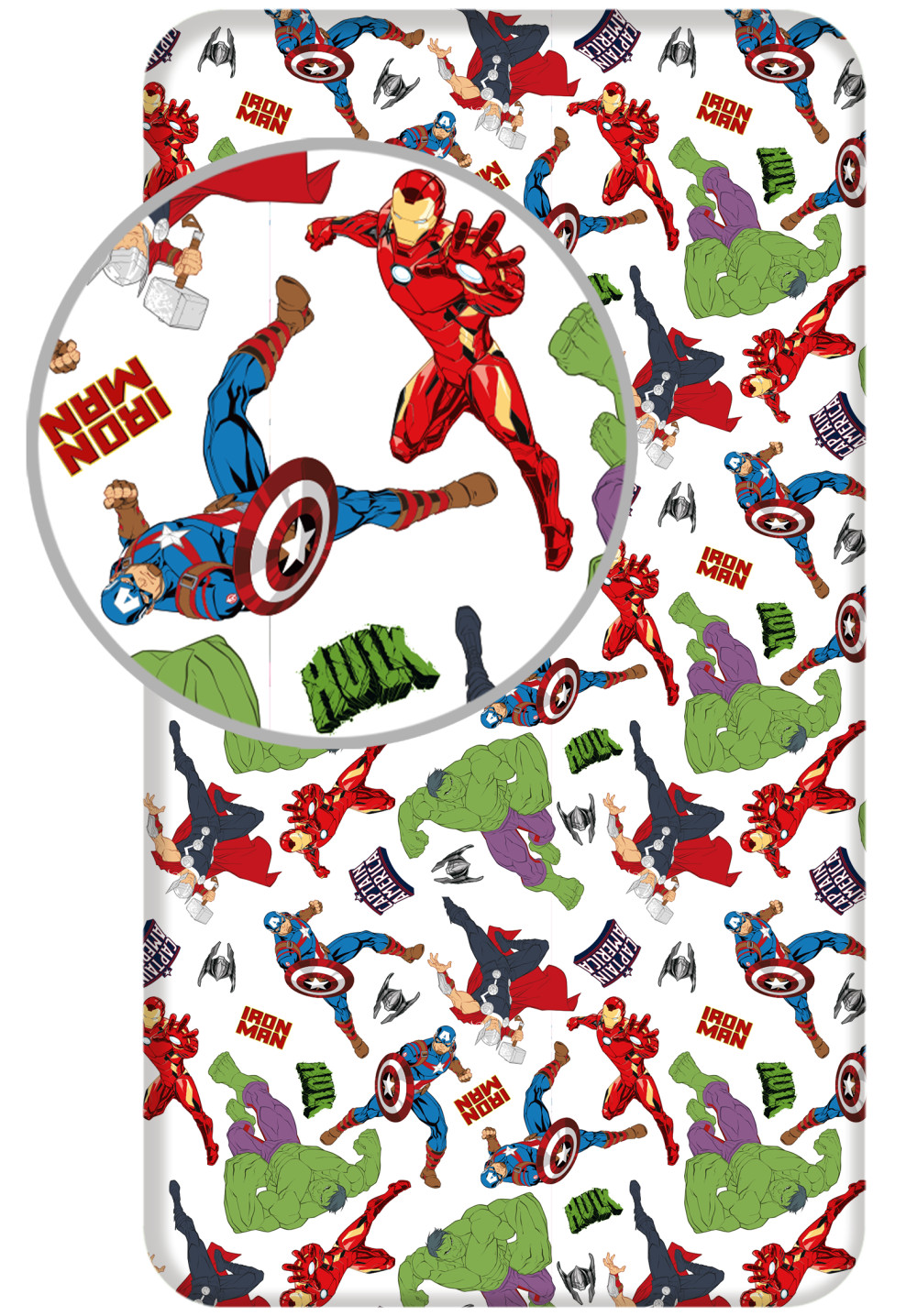 Avengers White παιδικό σεντόνι μονό με λάστιχο 90x200 cm
