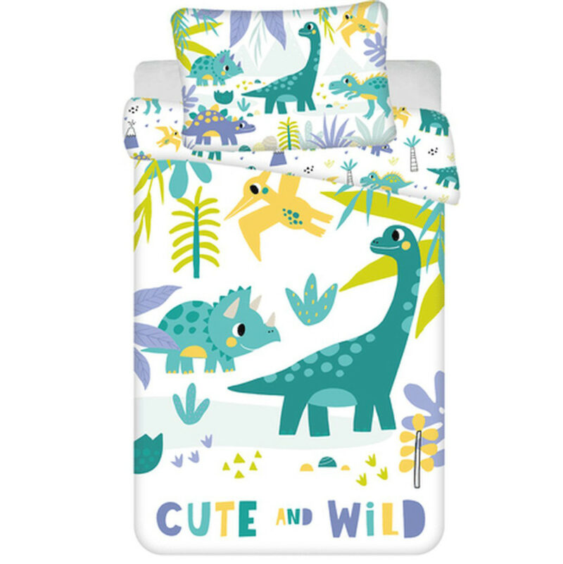 Dinosaur Cute & Wild Βρεφικό Βαμβακερό Σετ Παπλωματοθήκης 2 Τεμαχίων 100×135 και 40×60 cm 5905548