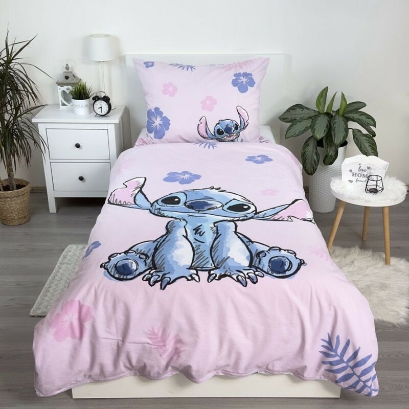 Disney Lilo and Stitch Pink Σετ Μονή Παπλωματοθήκη Βαμβακερή 2 Τεμαχίων 140×200 και 70×90 cm 5899170