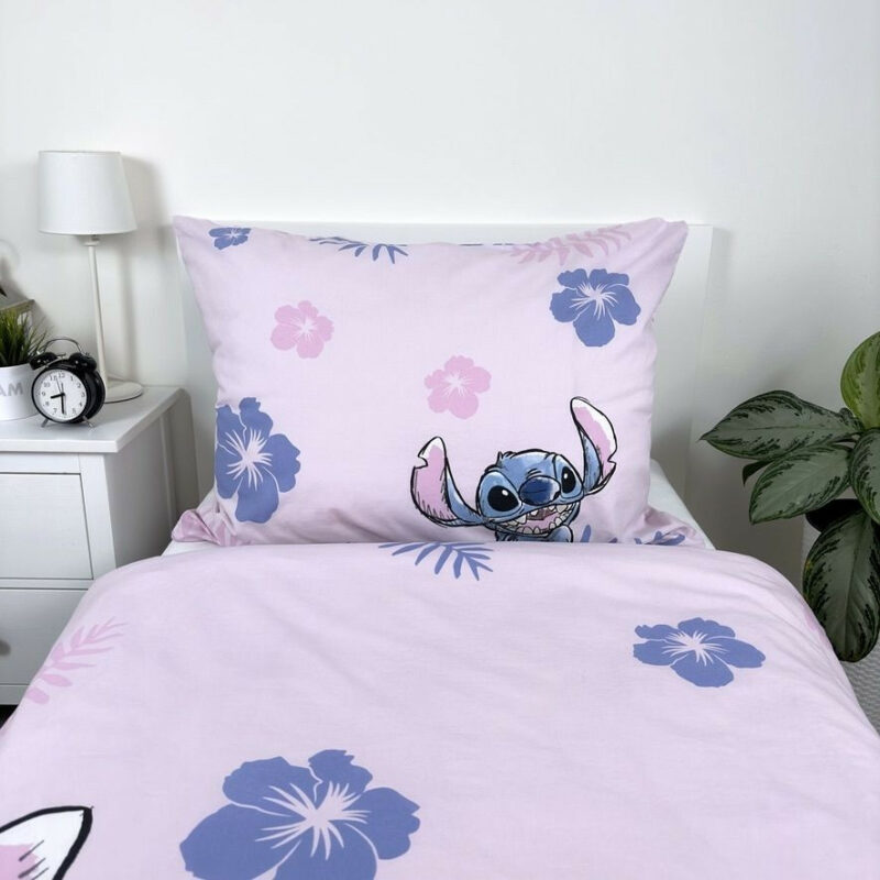 Disney Lilo and Stitch Pink Σετ Μονή Παπλωματοθήκη Βαμβακερή 2 Τεμαχίων 140×200 και 70×90 cm 5899171
