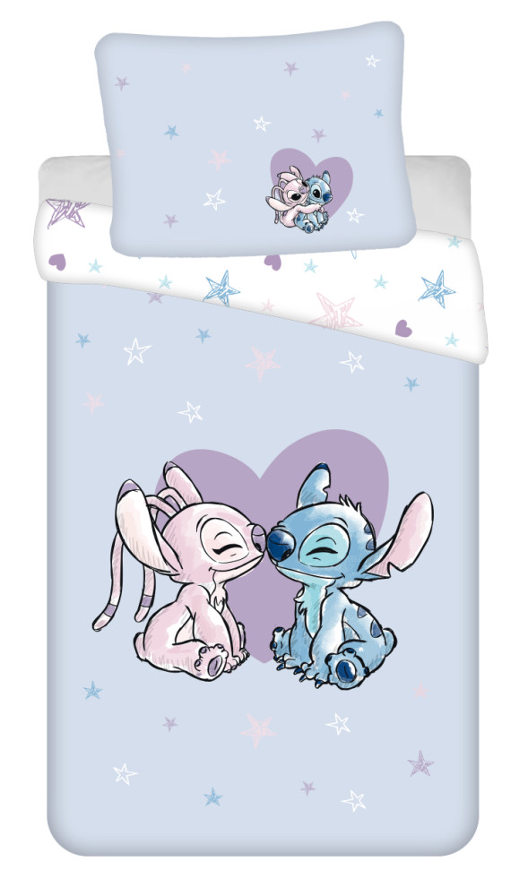 Disney Lilo and Stitch Heart Σετ Μονή Παπλωματοθήκη Βαμβακερή 2 Τεμαχίων 140×200 και 70×90 cm 5881363