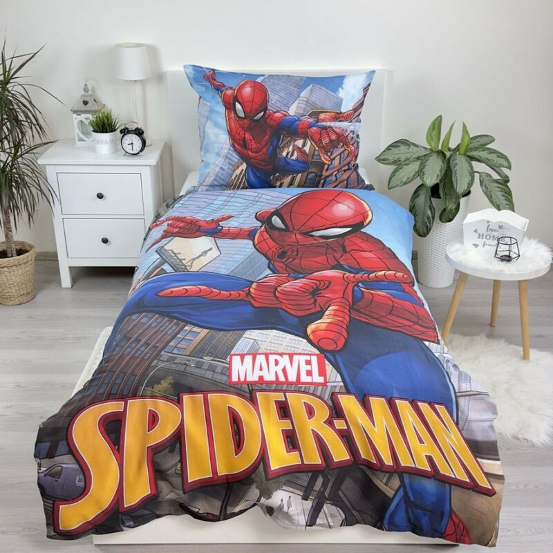 Spiderman City Glider Σετ Μονή Παπλωματοθήκη Βαμβακερή 2 Τεμαχίων 140×200 και 70×90 cm 5899353