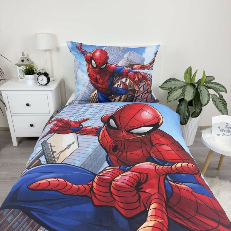 Spiderman City Glider Σετ Μονή Παπλωματοθήκη Βαμβακερή 2 Τεμαχίων 140×200 και 70×90 cm 5899355