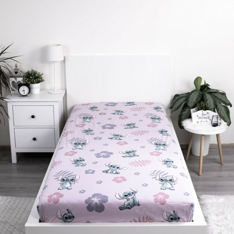 Disney Lilo and Stitch Pink παιδικό σεντόνι μονό με λάστιχο 90×200 cm 5879548