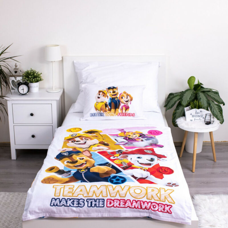Paw Patrol Teamwork Βρεφικό Βαμβακερό Σετ Παπλωματοθήκης 2 Τεμαχίων 100×135 και 40×60 cm 5899672