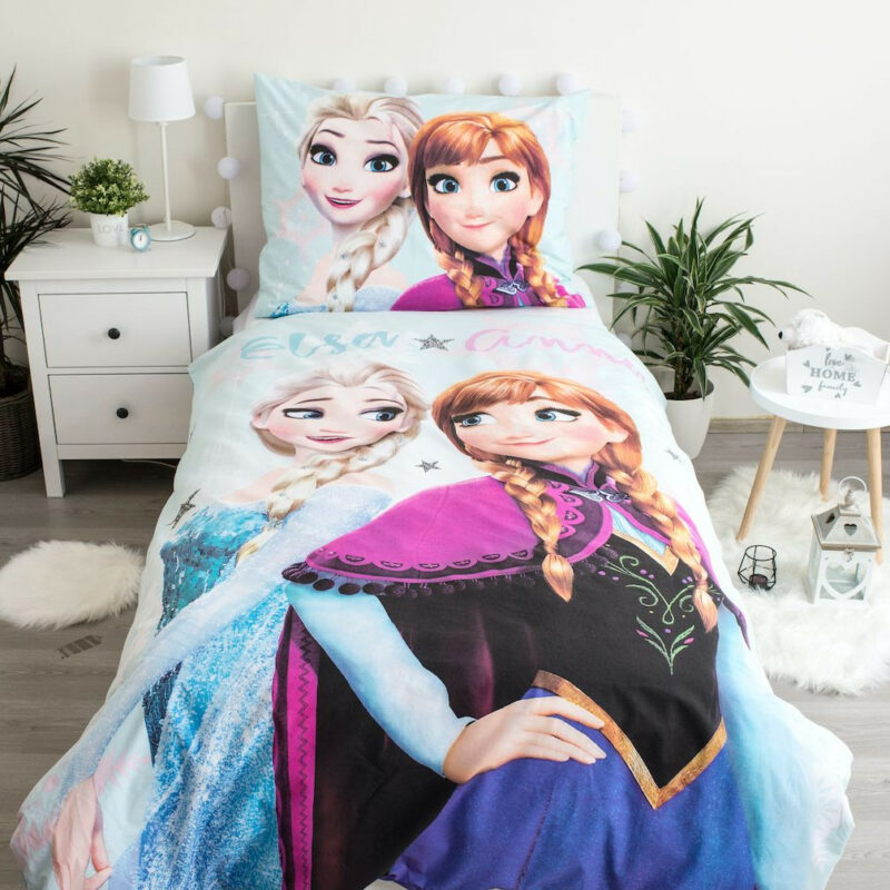 Disney Frozen Light Blue Σετ Μονή Παπλωματοθήκη Βαμβακερή 2 Τεμαχίων 140×200 και 70×90 cm 5873842