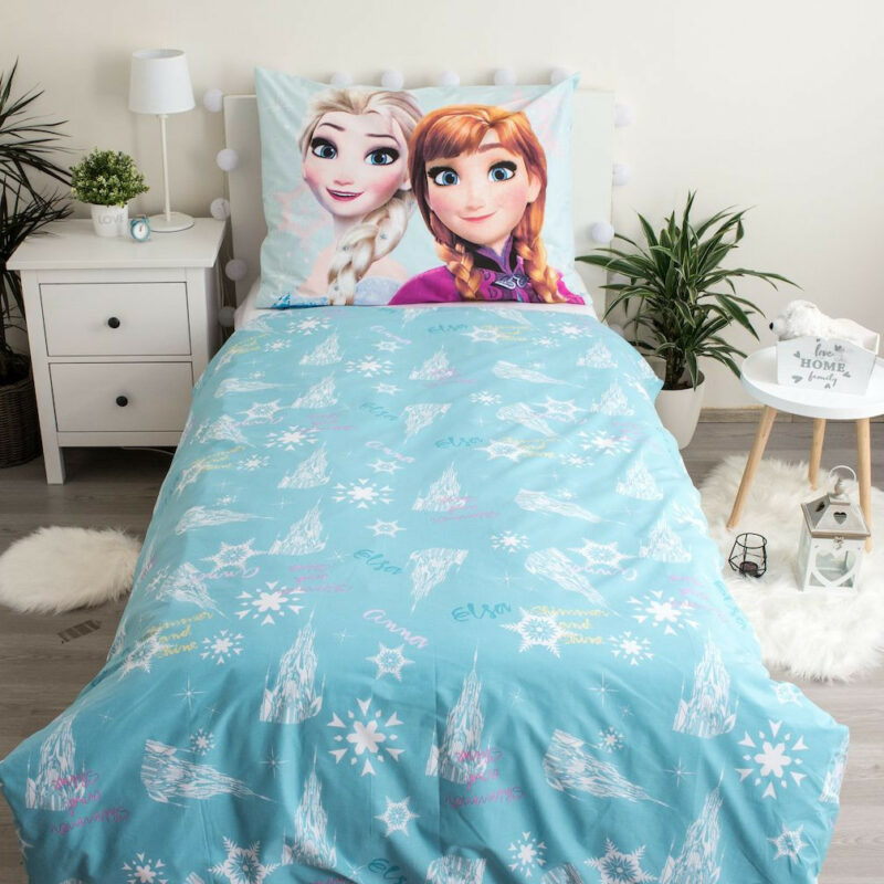 Disney Frozen Light Blue Σετ Μονή Παπλωματοθήκη Βαμβακερή 2 Τεμαχίων 140×200 και 70×90 cm 5873843