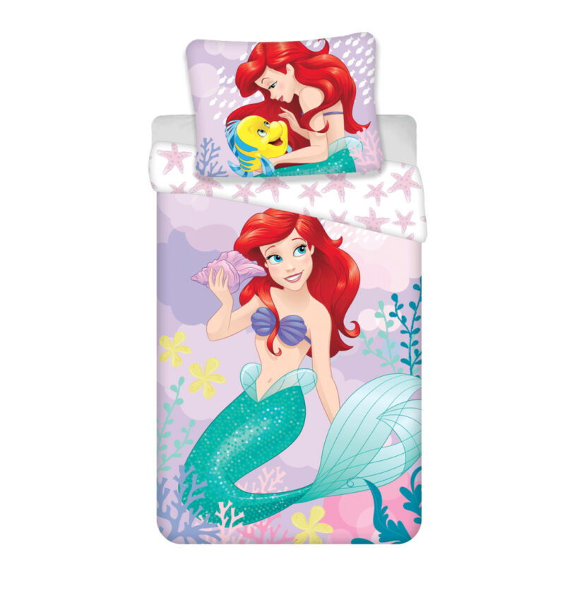 Disney Princess Ariel Pink Σετ Μονή Παπλωματοθήκη Βαμβακερή 2 Τεμαχίων 140×200 και 70×90 cm 5873823