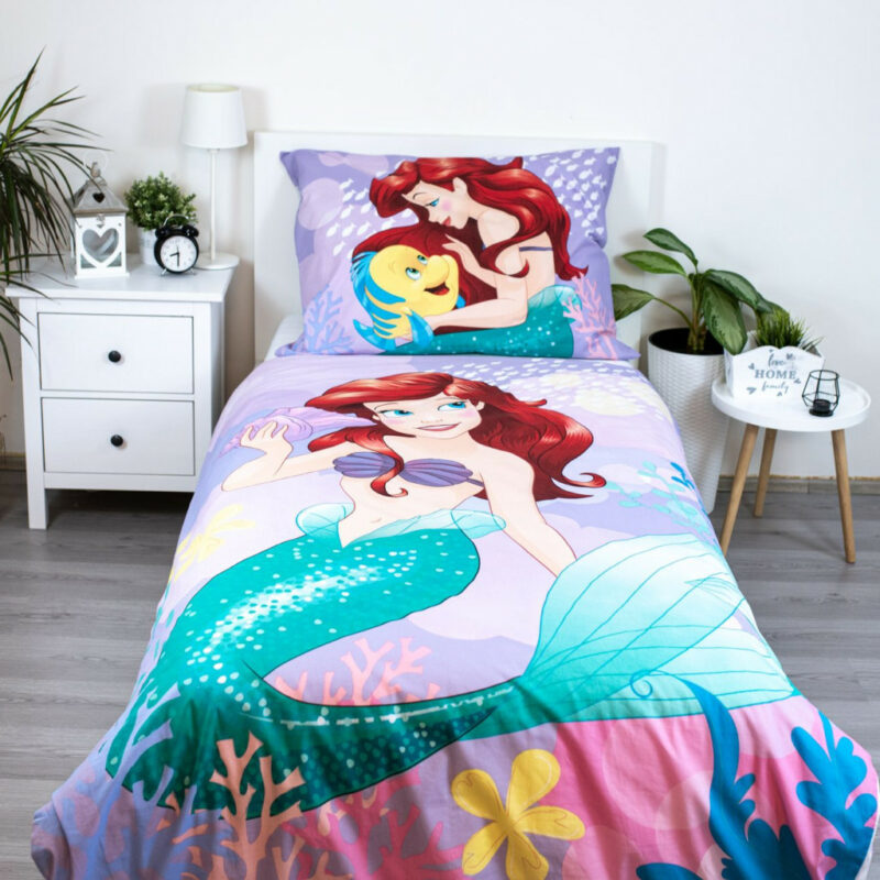 Disney Princess Ariel Pink Σετ Μονή Παπλωματοθήκη Βαμβακερή 2 Τεμαχίων 140×200 και 70×90 cm 5873824
