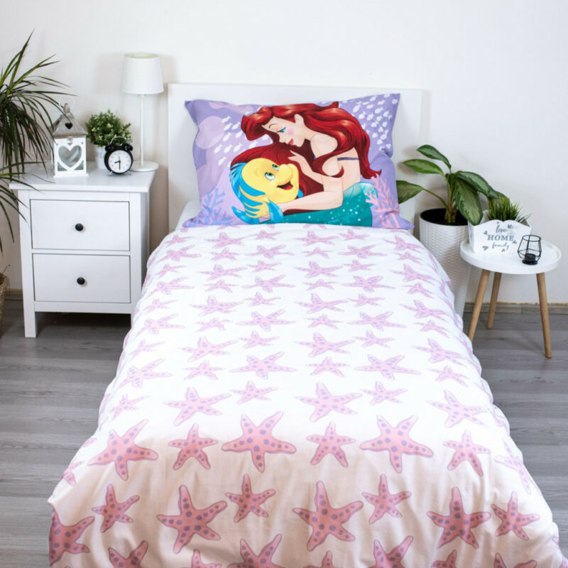 Disney Princess Ariel Pink Σετ Μονή Παπλωματοθήκη Βαμβακερή 2 Τεμαχίων 140×200 και 70×90 cm 5873825