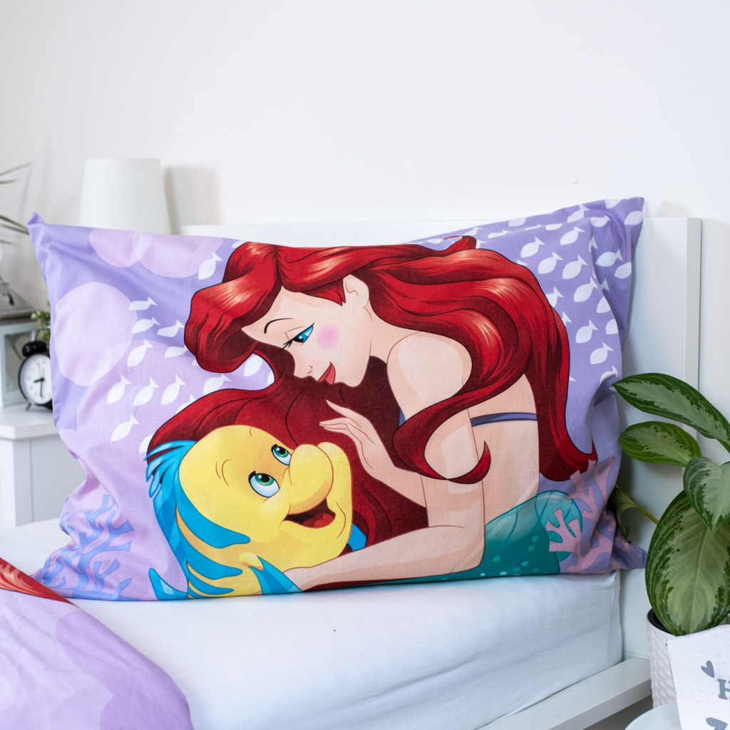 Disney Princess Ariel Pink Σετ Μονή Παπλωματοθήκη Βαμβακερή 2 Τεμαχίων 140×200 και 70×90 cm