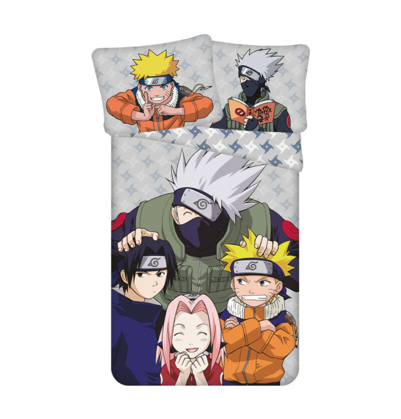 Naruto Grey Σετ Μονή Παπλωματοθήκη Βαμβακερή 2 Τεμαχίων 140×200 και 70×90 cm 5905536